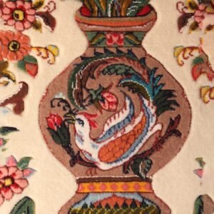 Wool Silk Handwoven Floral Vase Rug Wall Hanging